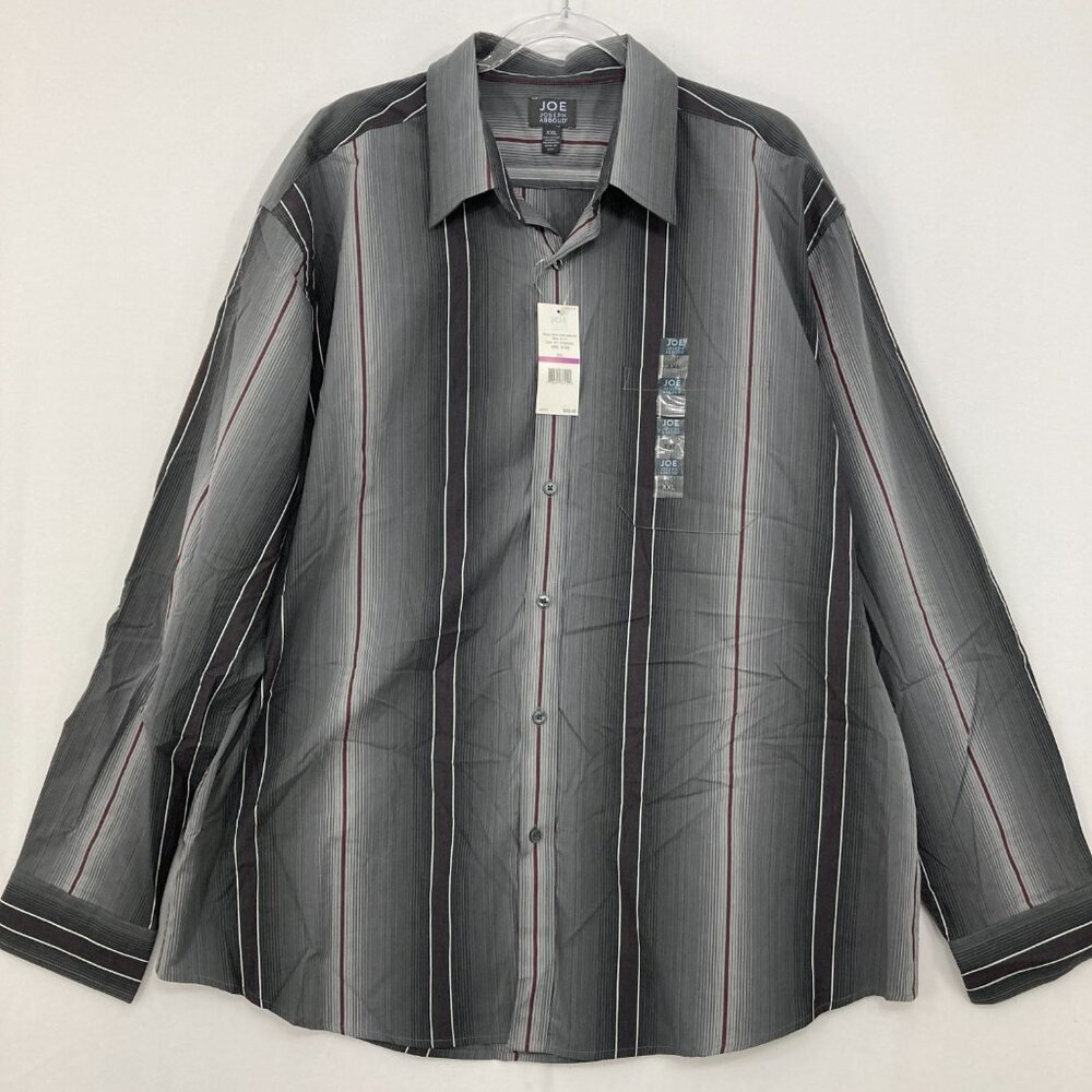 New Joseph Abboud JOE size XXL Gray Striped Cotton Long Sleeve Button Down